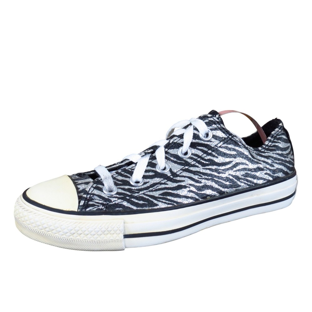 Converse Chuck Taylor All Star Women Sneaker 6 Casual Silver Glitter Zebra Print